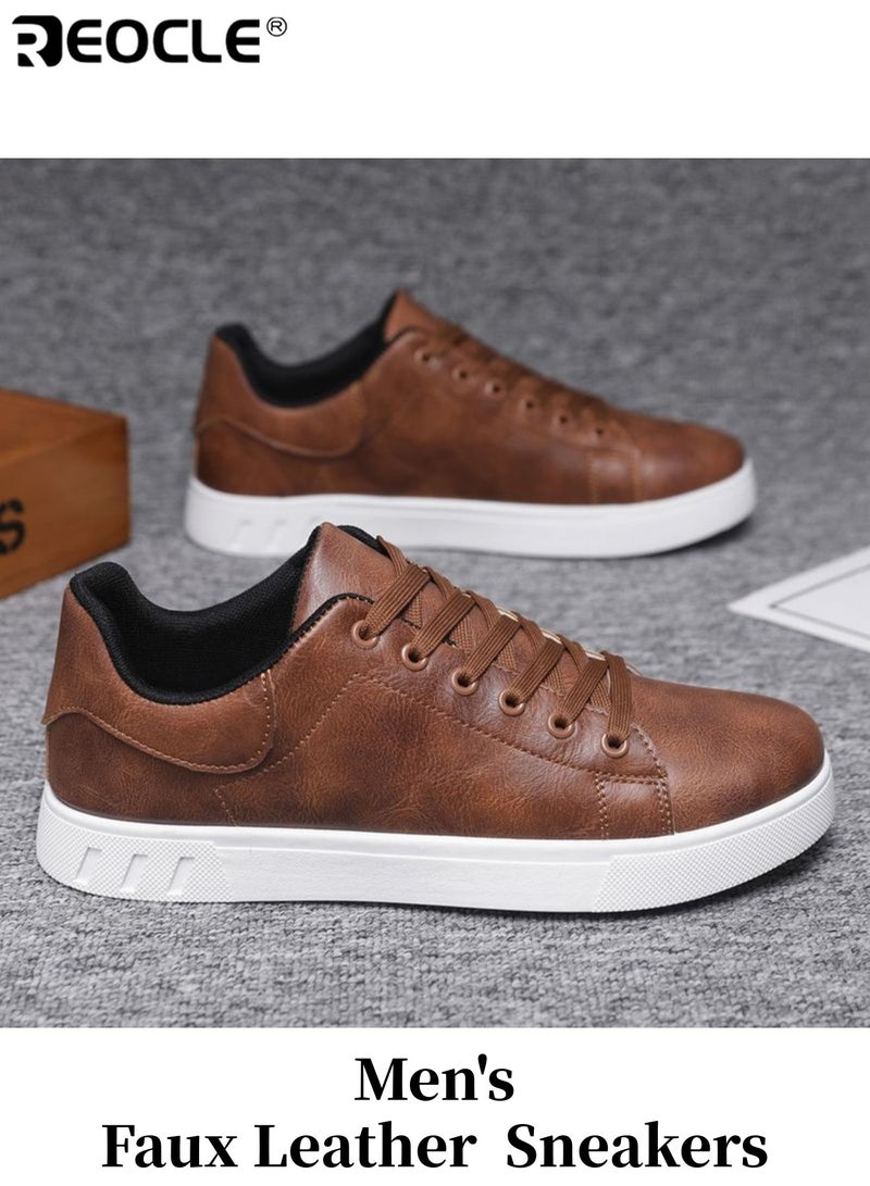 ريوكل أحذية رياضية ذات كعب مزيف من الجلد للرجال بتصميم قابل للتنفس وأسلوب غير رسمي للأعمال، أحذية عصرية مريحة تناسب ارتداء المحترفين في المكتب - Image 1