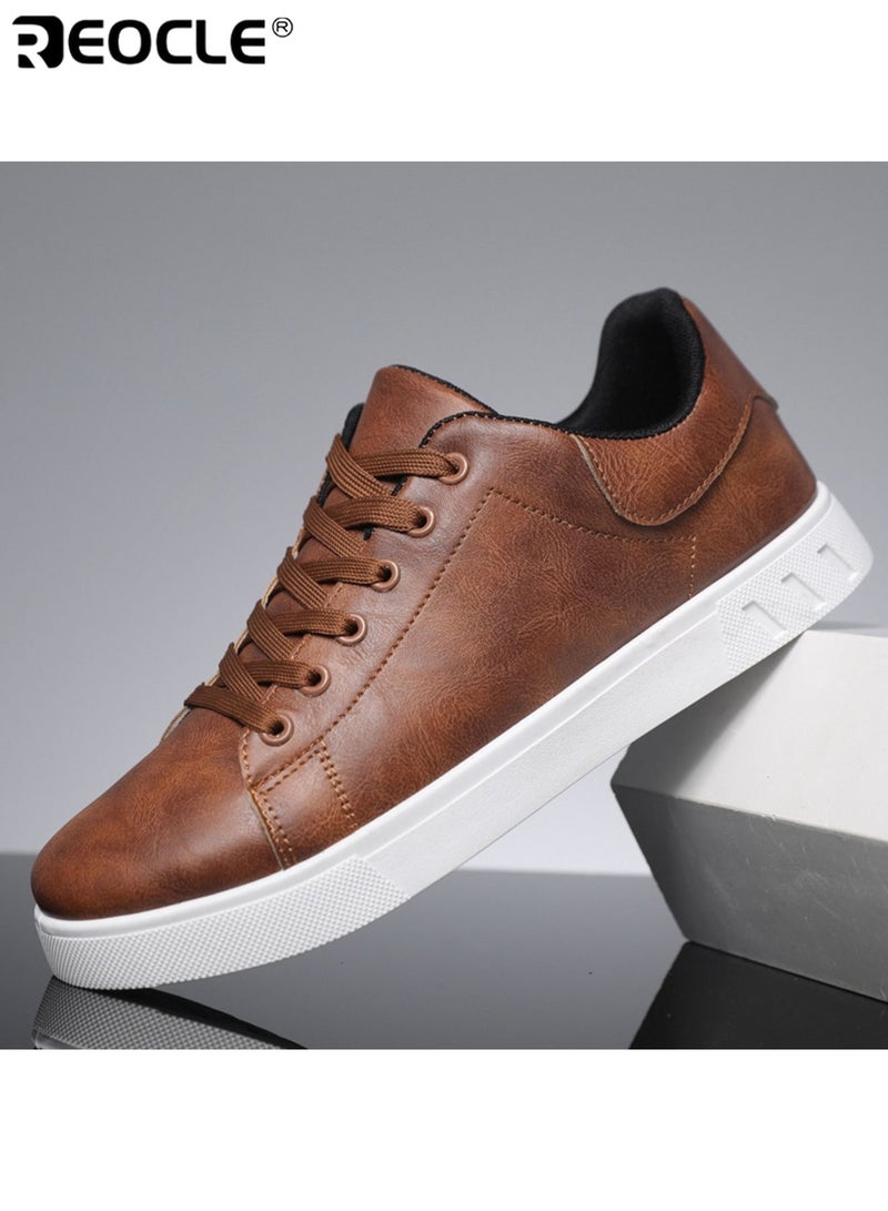 ريوكل أحذية رياضية ذات كعب مزيف من الجلد للرجال بتصميم قابل للتنفس وأسلوب غير رسمي للأعمال، أحذية عصرية مريحة تناسب ارتداء المحترفين في المكتب - Image 3
