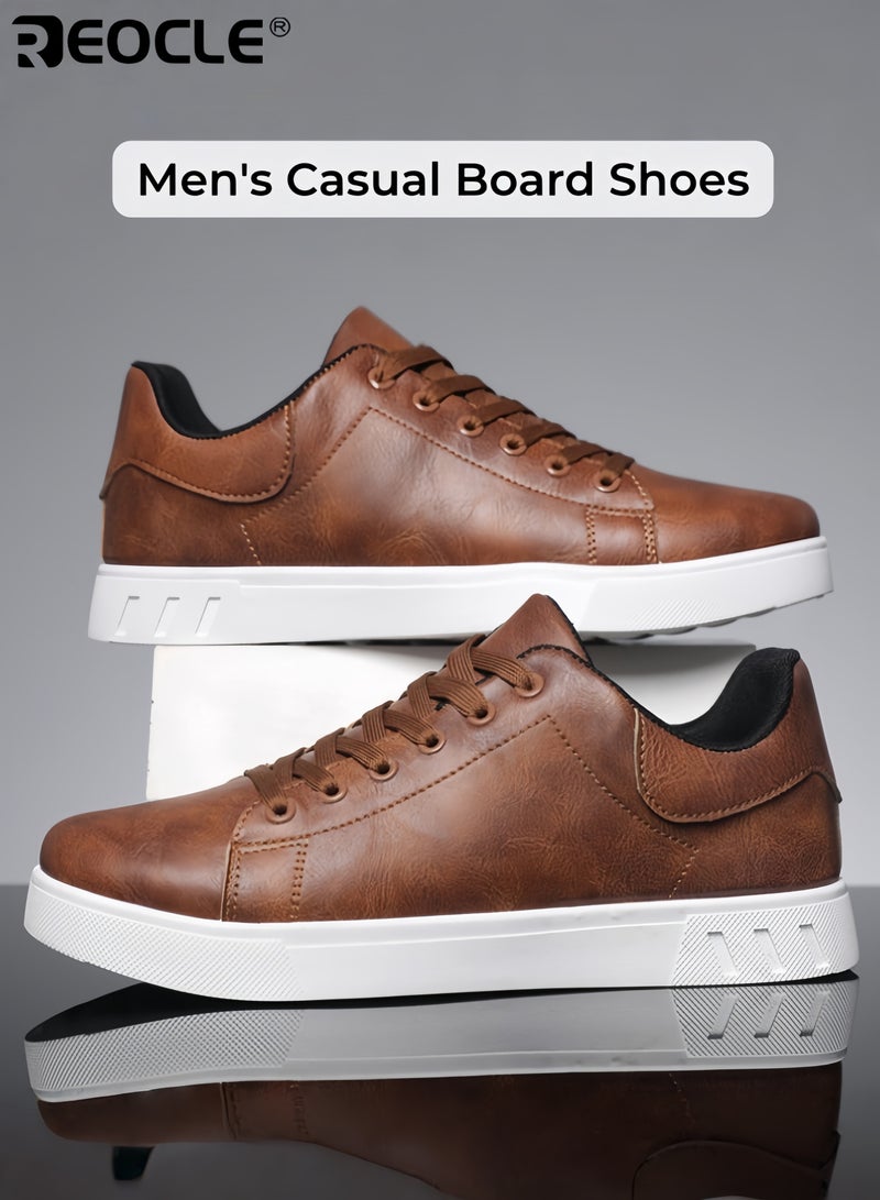 ريوكل أحذية رياضية ذات كعب مزيف من الجلد للرجال بتصميم قابل للتنفس وأسلوب غير رسمي للأعمال، أحذية عصرية مريحة تناسب ارتداء المحترفين في المكتب - Image 1