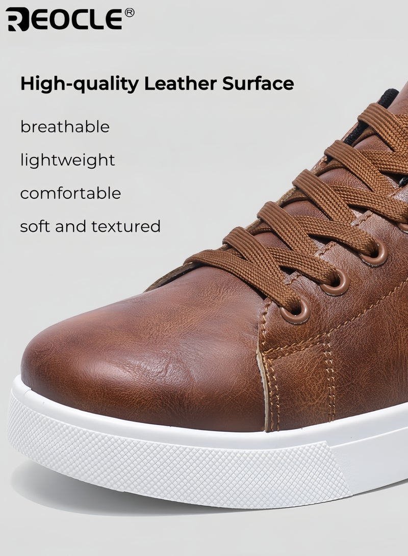 ريوكل أحذية رياضية ذات كعب مزيف من الجلد للرجال بتصميم قابل للتنفس وأسلوب غير رسمي للأعمال، أحذية عصرية مريحة تناسب ارتداء المحترفين في المكتب - Image 2