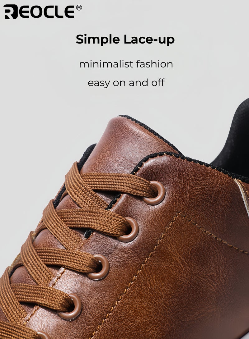ريوكل أحذية رياضية ذات كعب مزيف من الجلد للرجال بتصميم قابل للتنفس وأسلوب غير رسمي للأعمال، أحذية عصرية مريحة تناسب ارتداء المحترفين في المكتب - Image 3