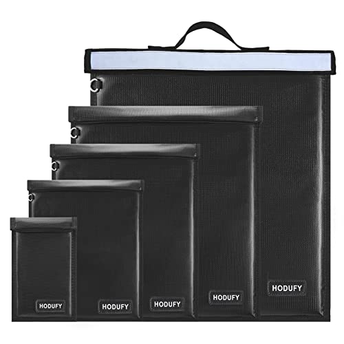 Hodufy 5 Pack Faraday Bags, Extra Large Faraday Bag for Laptops & Tablets & Radio & Car Keys, Faraday Cage with Handle, Fireproof & Water Resistant Faraday Pouch, Faraday Key Fob Protector - Image 1