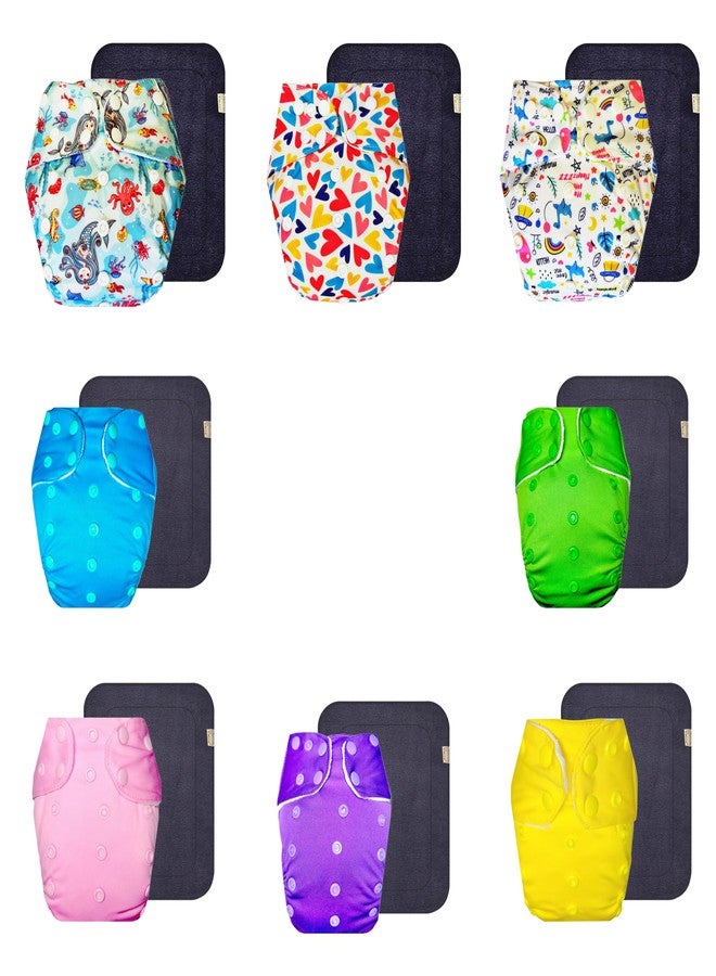 Dumbledo Premium Cloth Diaper with Gray Insert (Pack of 8) | Soft & Gentle | 6-Layer Absorbent Pad | Travel Friendly | Designed by Moms | 3 Months - 3 Years | Unisex Baby - Image 1