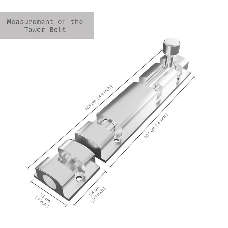 Atlantic Saylo Aluminium Tower Bolt 4 inchTower Bolt for Main Door and Bathroom Door Latch for Bedroom Tower Bolt for HomeOffices DoorsWindows SS Finish Pack of 12 Pcs - Image 4