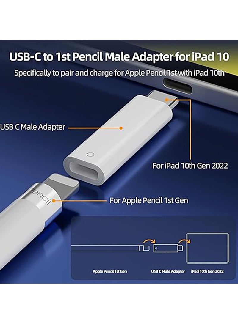 USB-C to Pencil 1st Generation Male Adapter for iPad 10th, Bluetooth Pairing and Charging for Apple Pen i Pencil Gen 1 with iPad 10 2023 Tablet USB Type C Charger to Female Lightning Connector（No OTG） - Image 2