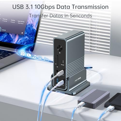 Acasis USB C Docking Station, ACASIS Docking Station Triple Display Monitor, USB C Dock with 100W PD, Dual 4K HDMI, DP 4K60Hz, 2*USB 3.1, 3*USB 3.0, LAN, SD/TF, Audio, Laptop Docking Station for MacBook - Image 5