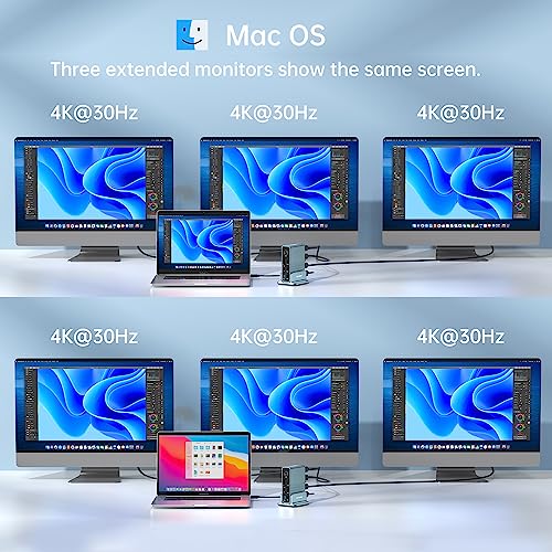 Acasis USB C Docking Station, ACASIS Docking Station Triple Display Monitor, USB C Dock with 100W PD, Dual 4K HDMI, DP 4K60Hz, 2*USB 3.1, 3*USB 3.0, LAN, SD/TF, Audio, Laptop Docking Station for MacBook - Image 3