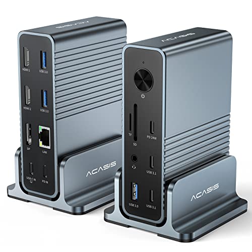 Acasis USB C Docking Station, ACASIS Docking Station Triple Display Monitor, USB C Dock with 100W PD, Dual 4K HDMI, DP 4K60Hz, 2*USB 3.1, 3*USB 3.0, LAN, SD/TF, Audio, Laptop Docking Station for MacBook - Image 1