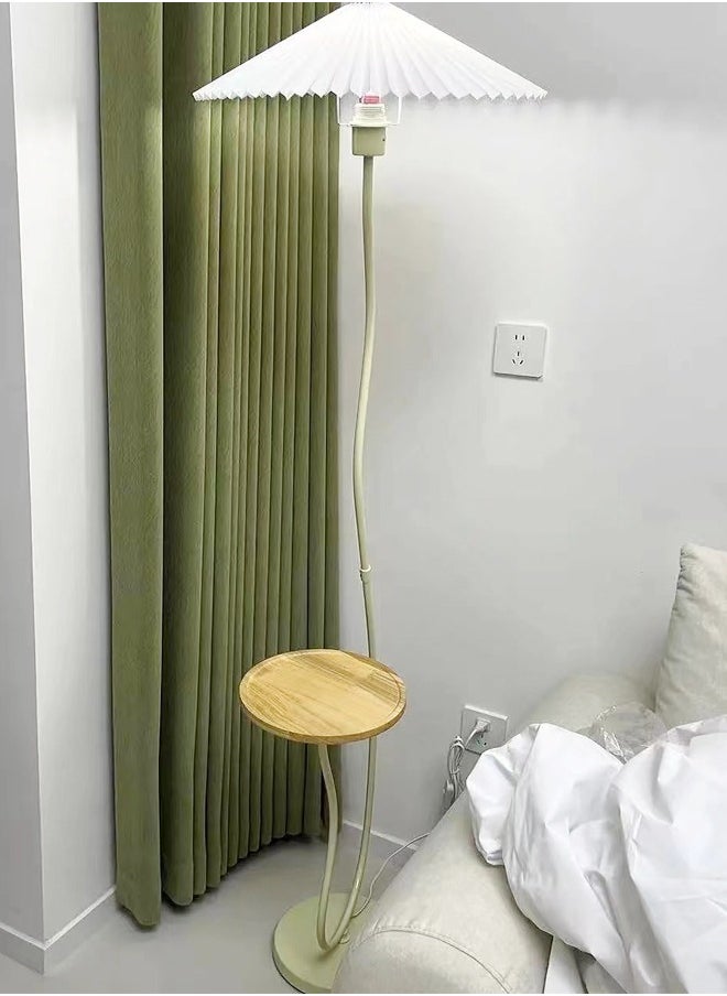 fashionhome - Nordic Atmosphere Floor Lamp Standing Floor Light with Wood Table Brightness Control Lampshade Floor Lamps Side Table for Living Room Bedroom 26x155 Centimeter - Image 1