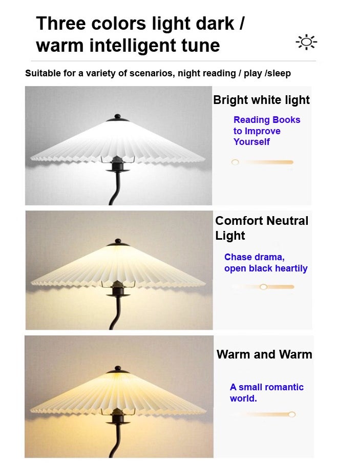 fashionhome - Nordic Atmosphere Floor Lamp Standing Floor Light with Wood Table Brightness Control Lampshade Floor Lamps Side Table for Living Room Bedroom 26x155 Centimeter - Image 1
