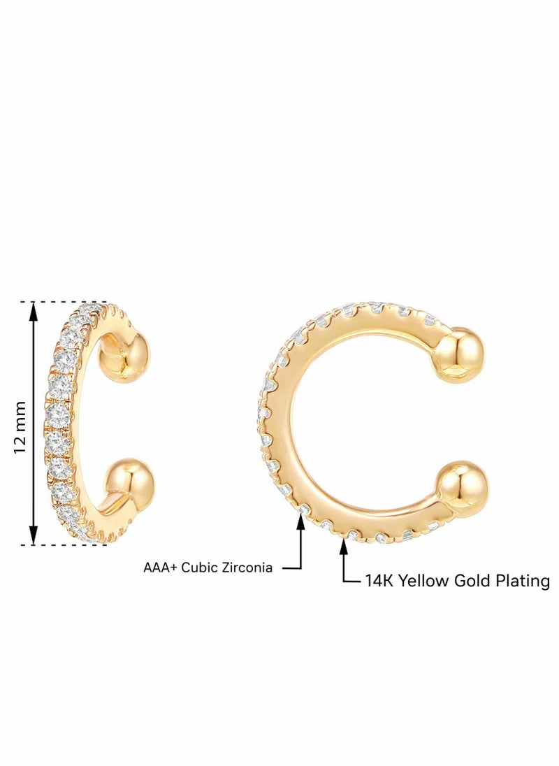 Generic - 925 Sterling Silver Huggie Ear Cuff Earrings with Sparkling Cubic Zirconia for Women Non Pierced Ear Pods Clip - Image 1