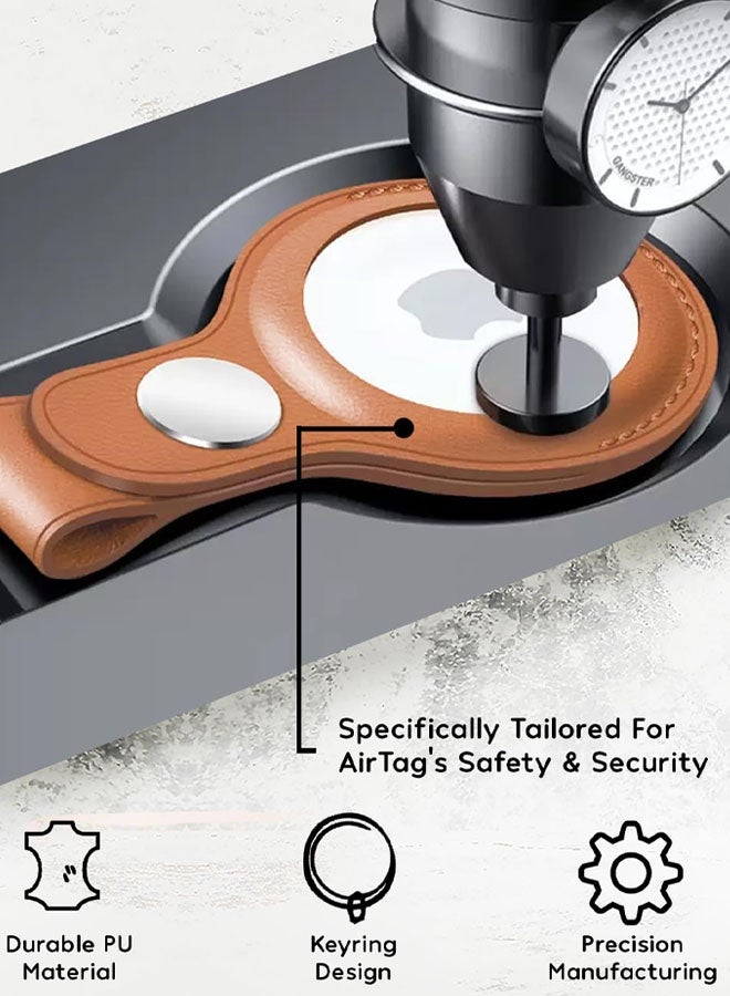 حاملان لمفاتيح AirTag مصنوعان من جلد البولي يوريثان، متوافقان مع حافظات Apple AirTags الجلدية. حلقة مفاتيح آمنة مقاومة للخدش ومضادة للضياع، مناسبة لأطواق الحيوانات الأليفة وحقائب السفر. غطاء واقٍ لسلسلة مفاتيح AirTag - Image 5