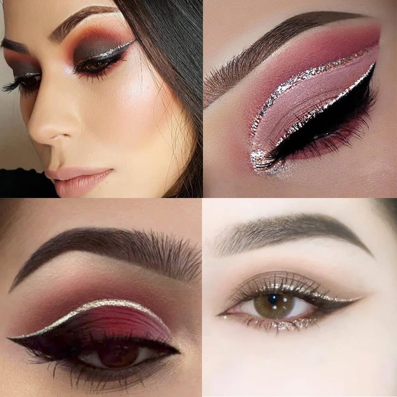 Rosarden Glitter Eyeliner Liquid - Sliver Glitter Eyeliner - Long-lasting Waterproof Quick-Drying Shimmer Metallic Glitter Liner - Ultra-Fine Tip Sparkle Eyeliner for Multi Dimensional Eye Makeup - Image 2