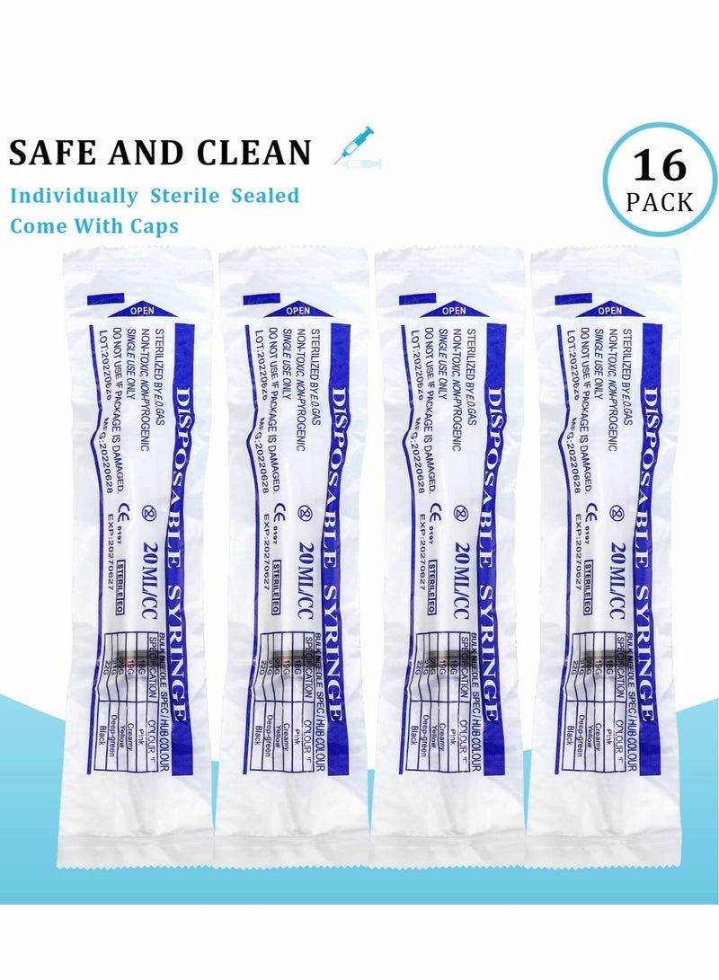 20ml Plastic Syringe Set for Liquid Measurement and Application, Sterile Individually Sealed, Ideal for Pets, Labs, and Crafts, 16 Pack  - Image 2