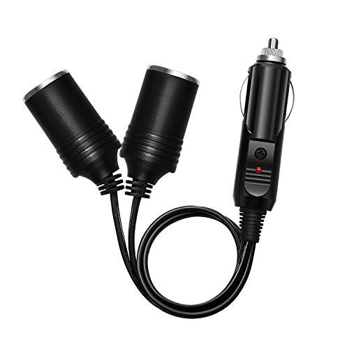 CHANZON 12V/24V 1 to 2 Car Cigarette Lighter Splitter Adapter, 7in UL Wire with 15A Fuse, Auto DC Power Supply Extension Cord with Plug Socket, 2 Way Y Adapter with Dual Power Charger Port - Image 1