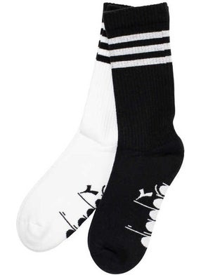 DIADORA 2 Pack Striped Crew Socks M Black White Men's 2-Piece Socks - D202531-955  - Image 3