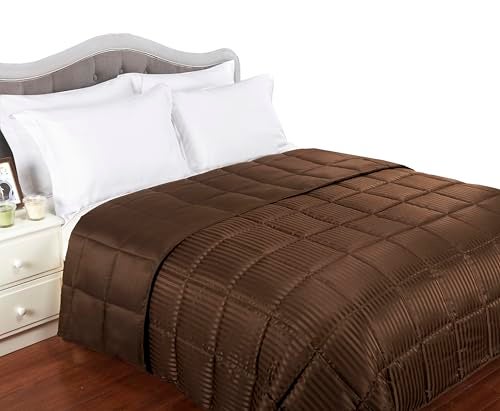 Superior Reversible Down Alternative Polyfill Blanket with Striped Microfiber Shell - King, Grey - Image 2