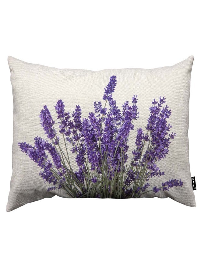 TKS MITLAN Lavender Flowers Throw Pillow Case Cushion Cover Purple Blooming Flower Linen Couch Bed Sofa Car Waist Cushion Cover 12 x 20 inch - Image 1