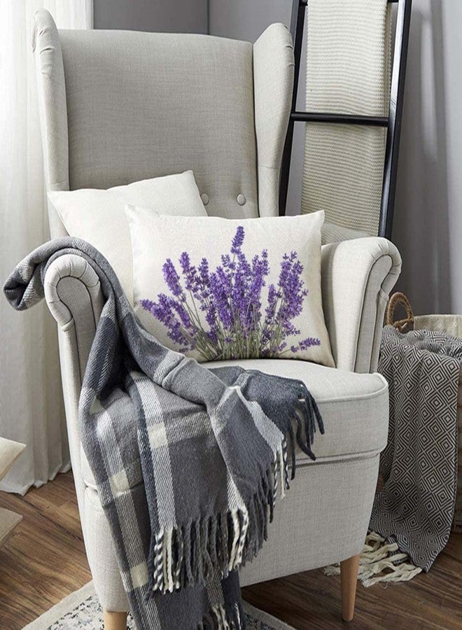 TKS MITLAN Lavender Flowers Throw Pillow Case Cushion Cover Purple Blooming Flower Linen Couch Bed Sofa Car Waist Cushion Cover 12 x 20 inch - Image 3