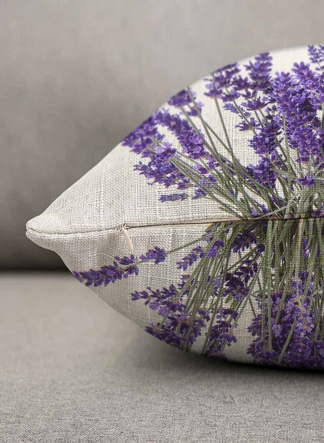 TKS MITLAN Lavender Flowers Throw Pillow Case Cushion Cover Purple Blooming Flower Linen Couch Bed Sofa Car Waist Cushion Cover 12 x 20 inch - Image 5