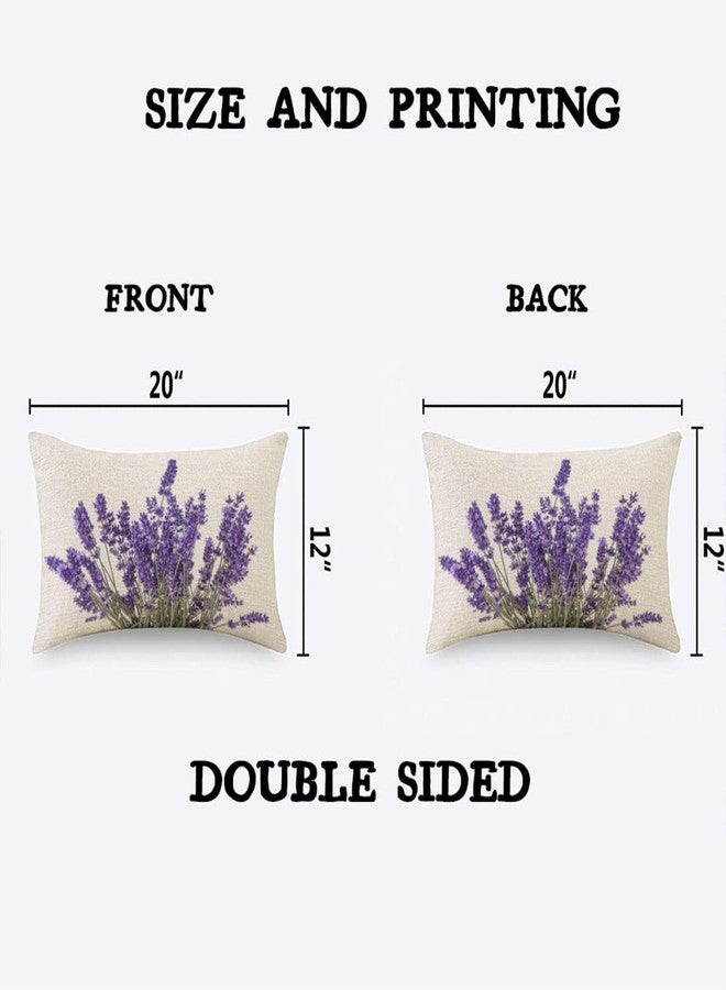 TKS MITLAN Lavender Flowers Throw Pillow Case Cushion Cover Purple Blooming Flower Linen Couch Bed Sofa Car Waist Cushion Cover 12 x 20 inch - Image 2