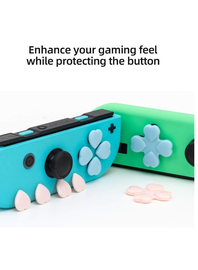 4PCS Thumb Grips Joystick Grip Button Caps,  Heart Button Caps Joystick Cover Compatible with Nintendo Switch/OLED- Pink & Blue - Image 2
