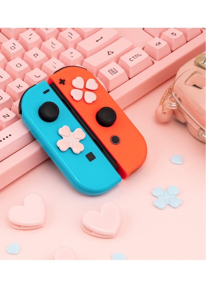 4PCS Thumb Grips Joystick Grip Button Caps,  Heart Button Caps Joystick Cover Compatible with Nintendo Switch/OLED- Pink & Blue - Image 4