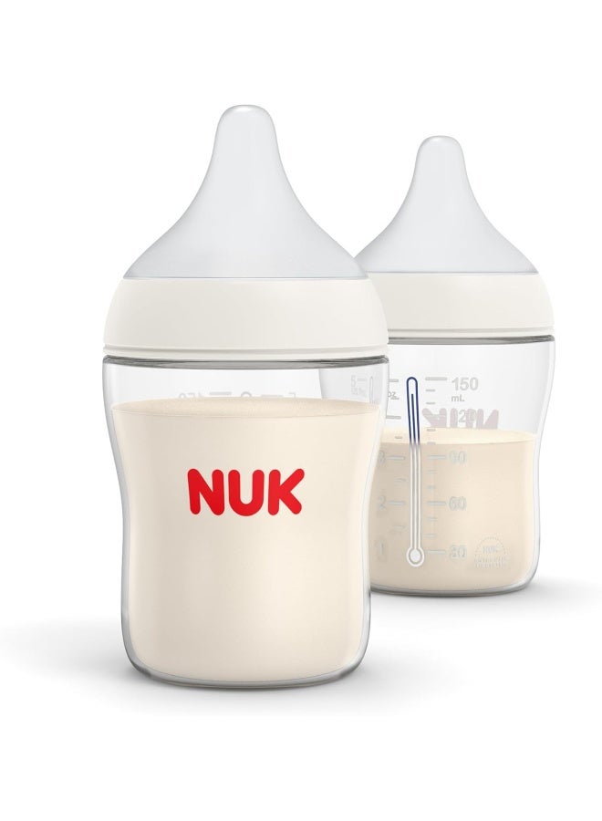 NUK زجاجة NUK Perfect Match ببطء تدفق 2 في 1 طبيعية ومضادة للمغص، 5 أونصات، عبوة 2، خالية من BPA - Image 1
