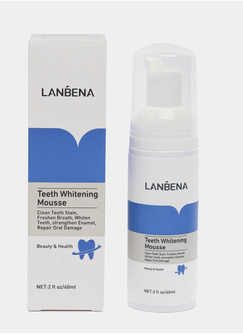 Lanbena Teeth Whitening Mousse Cleanin 60ml - Whiten & Remove Stains For Perfectly White Teeth And Fix Oral Issues