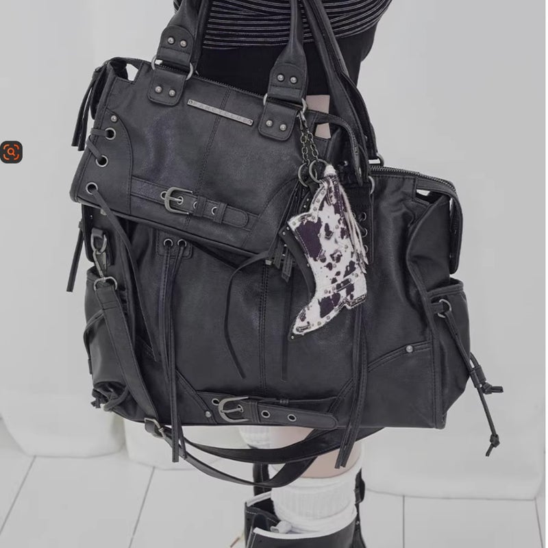 Korean Fancyclub Motorcycle Style Large Capacity Shoulder Bag for Women - Image 2