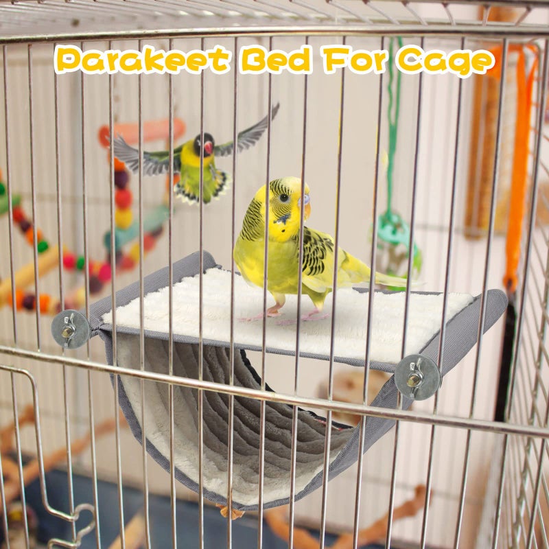 BWOGUE Winter Warm Bird Nest Bed Hanging Hammock Snuggle Hut Parrot House Tent Toy Bird Cage Perch for Parakeet Budgies Cockatiels Lovebird Cockatoo Finch Hamster Chinchilla Guinea Pig(Medium, Grey) - Image 5