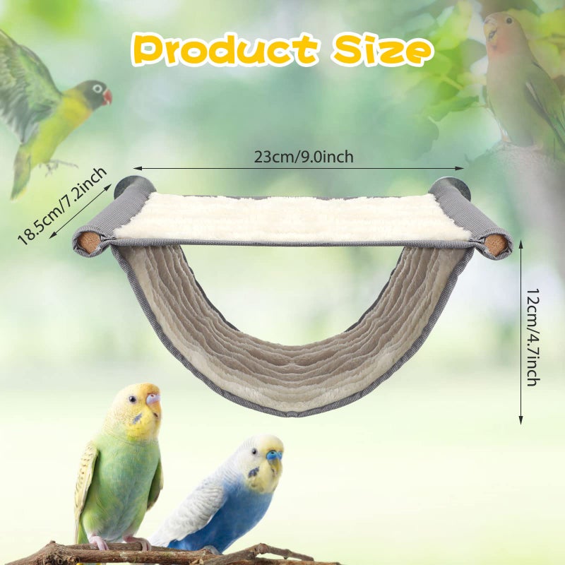 BWOGUE Winter Warm Bird Nest Bed Hanging Hammock Snuggle Hut Parrot House Tent Toy Bird Cage Perch for Parakeet Budgies Cockatiels Lovebird Cockatoo Finch Hamster Chinchilla Guinea Pig(Medium, Grey) - Image 2