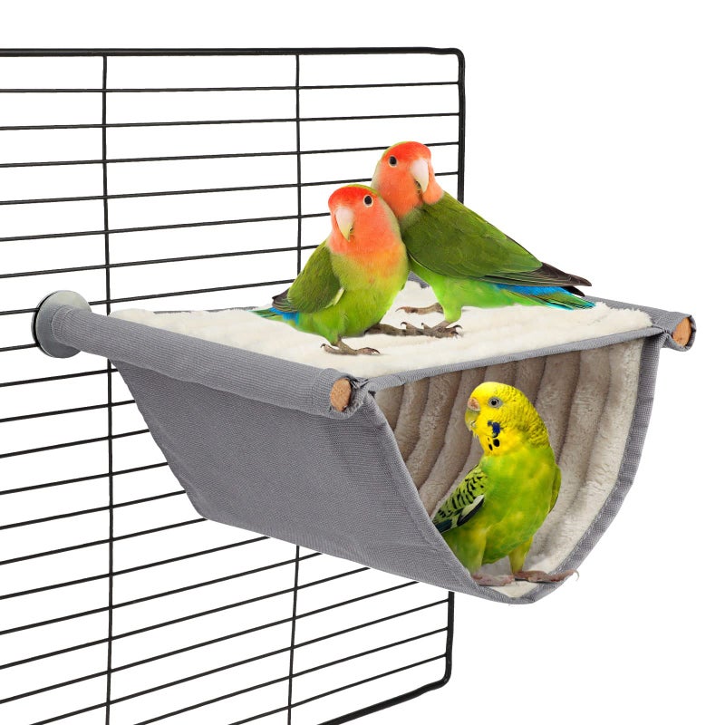 BWOGUE Winter Warm Bird Nest Bed Hanging Hammock Snuggle Hut Parrot House Tent Toy Bird Cage Perch for Parakeet Budgies Cockatiels Lovebird Cockatoo Finch Hamster Chinchilla Guinea Pig(Medium, Grey) - Image 1