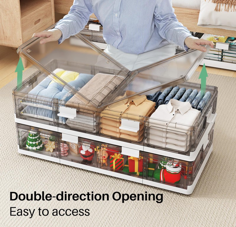 Kitstorack Plastic Under Bed Storage Containers,2 Pack Underbed Storage with Wheels,Foldable and Stackable Under Bed Organizer,Moisture and Dust-proof Storage Boxes for Clothes Shoes,13.6 Gal - Image 5