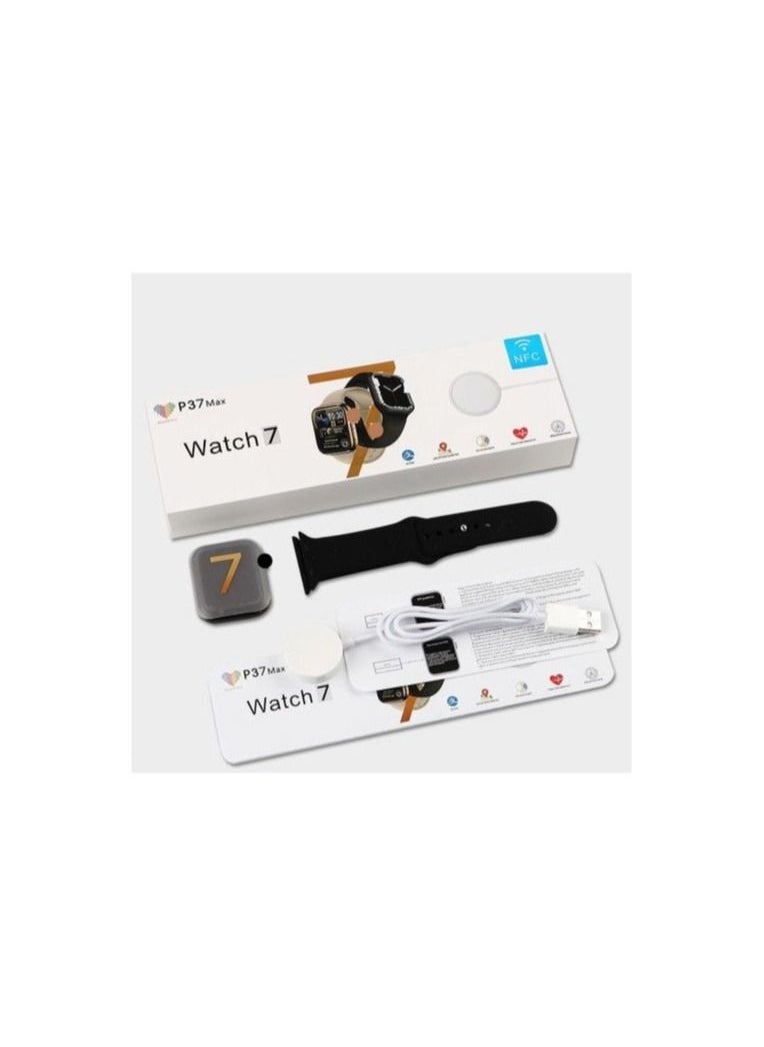 Generic - SMART WATCH P37 MAX WITH NFC,microphone ,Multisport ,Heart rate monitor ,Blood Oxygen Monitor,Waterproof IP68,sleep monitor,Warning,250 mAh-GOLD - Image 1