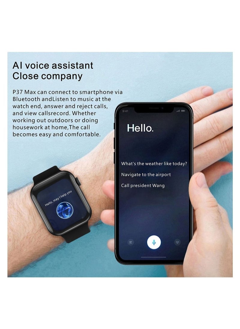 Generic - SMART WATCH P37 MAX WITH NFC,microphone ,Multisport ,Heart rate monitor ,Blood Oxygen Monitor,Waterproof IP68,sleep monitor,Warning,250 mAh-GOLD - Image 1