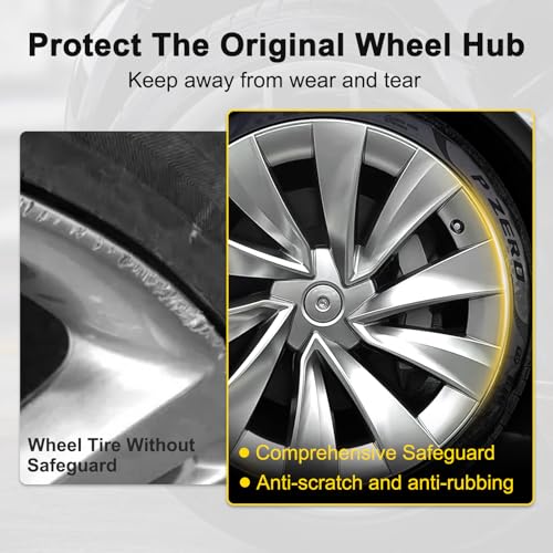 Tlyard Hubcaps for Tesla Model Y Juniper 2025 2026, 20 Inch Wheel Covers with Center Caps, Cross-Spoke Design Rim Protectors, Easy Clip-On Installation, for Model Y Juniper Accessories (Silver) - Image 2