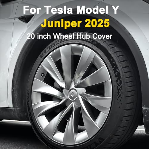 Tlyard Hubcaps for Tesla Model Y Juniper 2025 2026, 20 Inch Wheel Covers with Center Caps, Cross-Spoke Design Rim Protectors, Easy Clip-On Installation, for Model Y Juniper Accessories (Silver) - Image 3