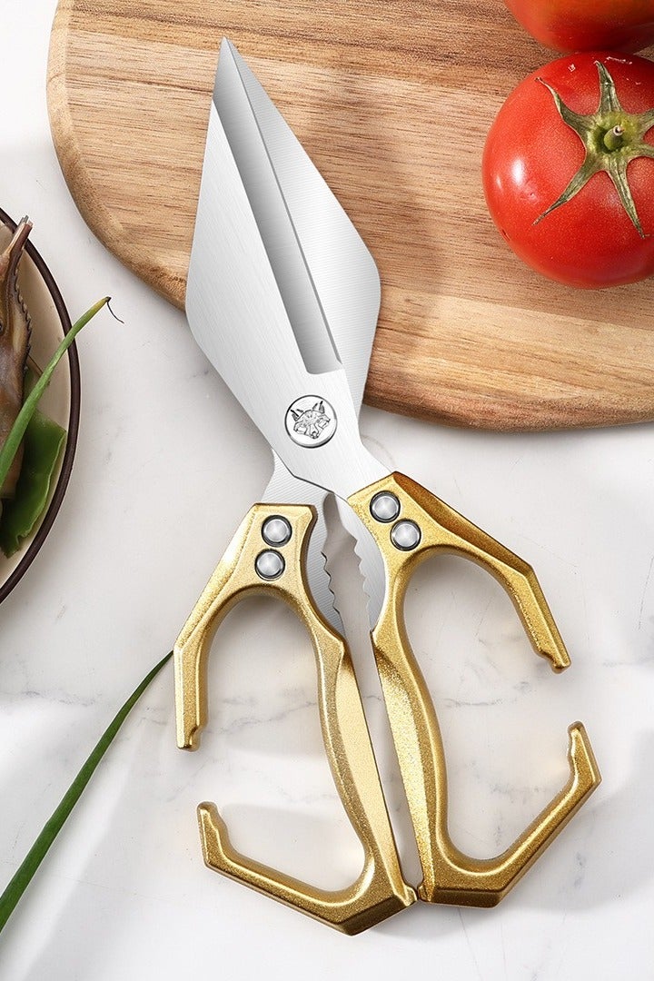 Heavy Duty Poultry Shears Kitchen Scissors for Food with Ergonomic Handle, Japanese High-Carbon Steel Cooking Scissors for Kitchen, Chicken, Meat, Seafood, Bone Cutting (Gold) - Image 1