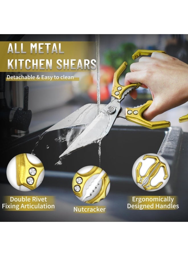 Heavy Duty Poultry Shears Kitchen Scissors for Food with Ergonomic Handle, Japanese High-Carbon Steel Cooking Scissors for Kitchen, Chicken, Meat, Seafood, Bone Cutting (Gold) - Image 3