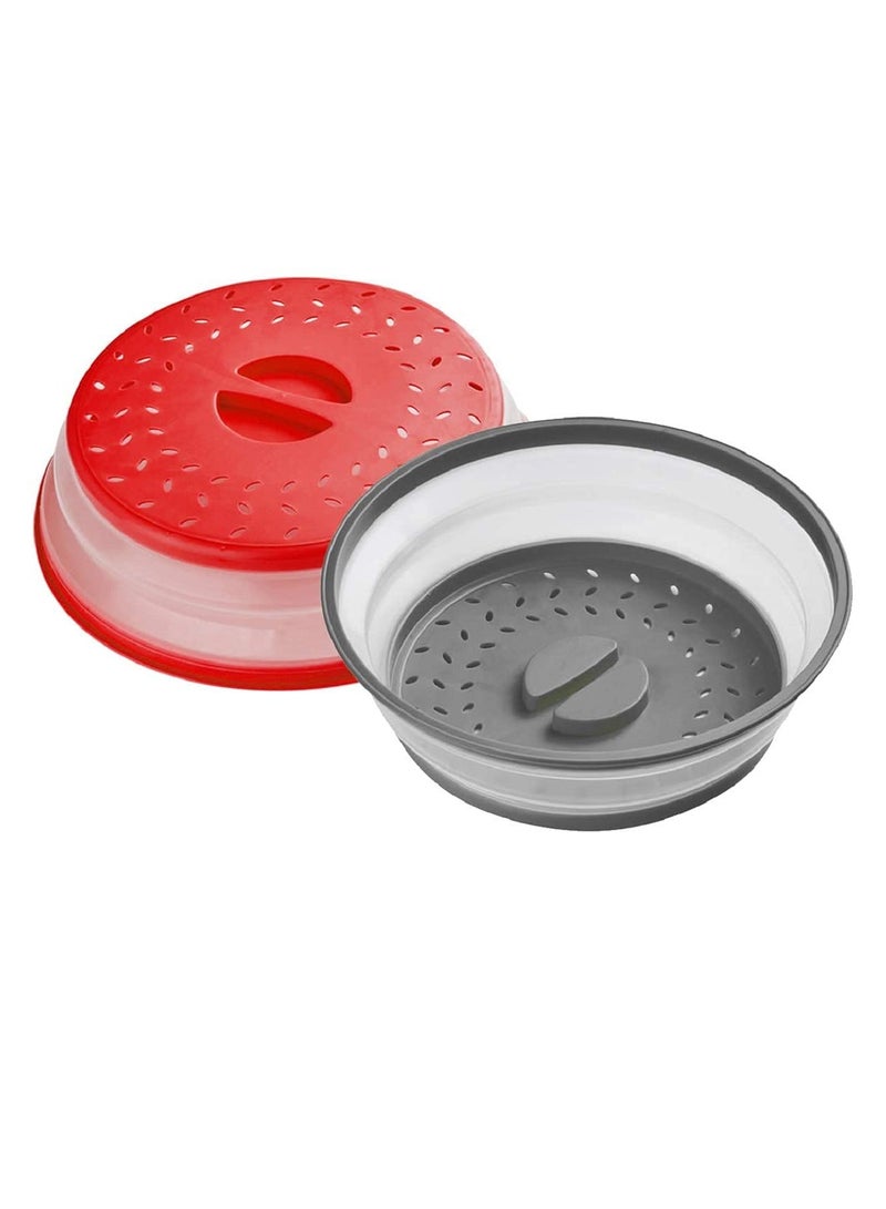 Collapsible Microwave Splatter Cover with Vented Design & Easy Grip Handle - 10.5" BPA-Free Silicone & Plastic, Dishwasher Safe  - Image 2