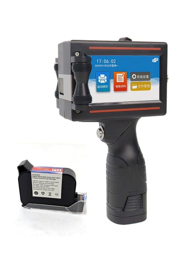 Demin Handheld Inkjet Printer, 12.7mm Portable Handheld Inkjet Printer with 4.3-inch Touch Screen, Fast-Drying Ink, for Logo/Image/Production Date/Number/Batch/QR Code/Barcode, Supports 25 Languages - Image 1