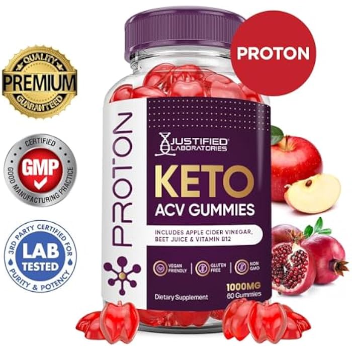 Justified Laboratories Proton Protein Keto ACV Gummies Advanced Formula 1000MG Proton Keto Gummies Apple Cider Vinegar Boost Formulated with Pomegranate Beet Juice Powder B12 Vegan Non GMO 60 Gummys - Image 3