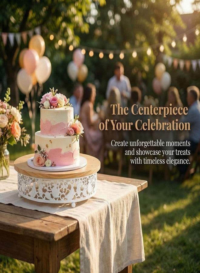 WOPARTY 3-Tier Wooden Cake Pop Stand Set, White Metal Decorative Border, 11.8/8.7/7.1 Inch Round Display Stands with 35 Holes, 50 Sticks Included for Party Wedding - Image 4