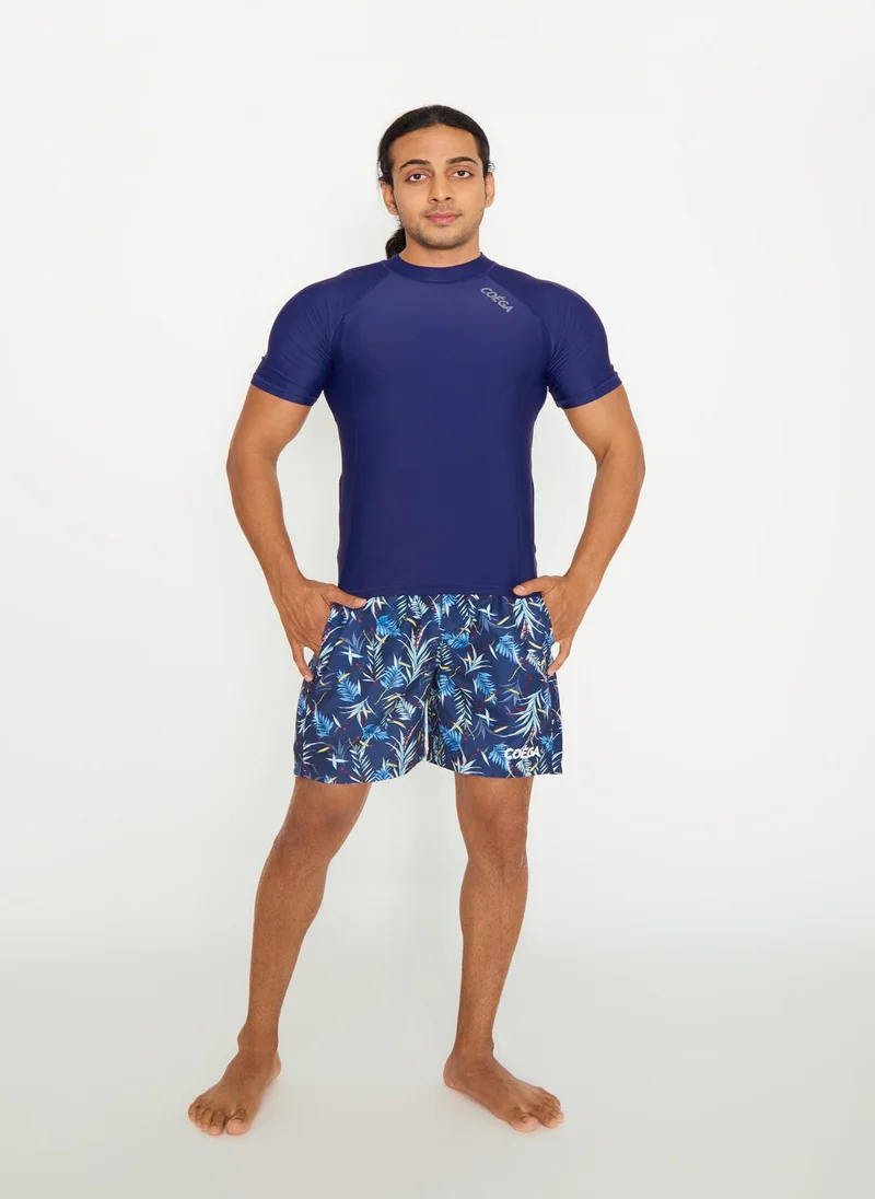 كويجا صن وير COEGA Mens Boardshorts - Navy Hawaiian Leaves