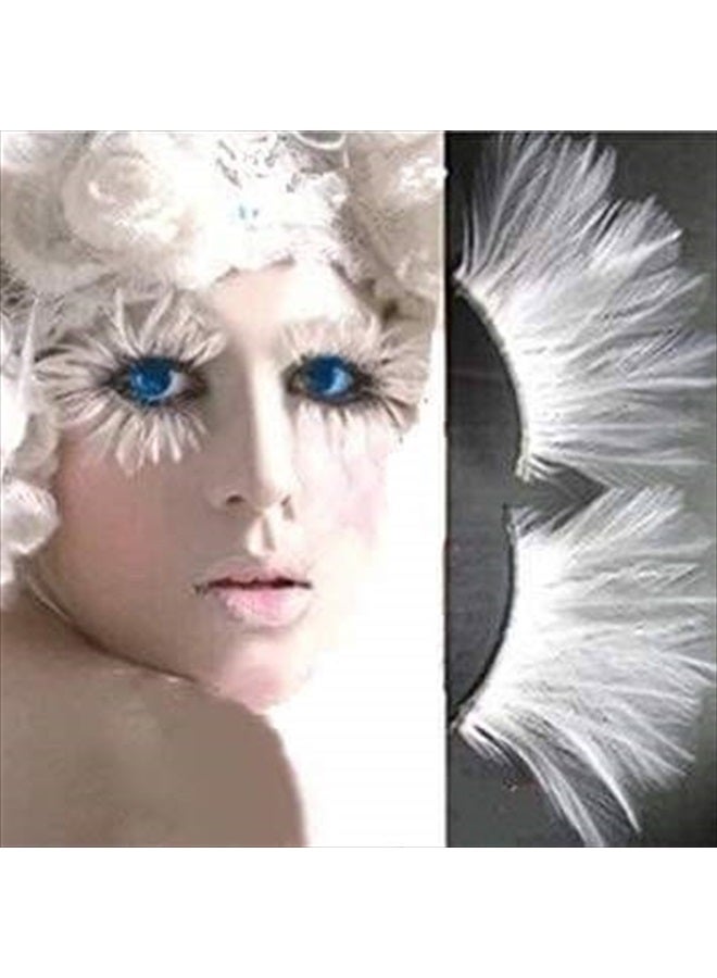 Dorisue White halloween lashes Peacock feather eyelashes The White Queen Dramatic eyelashes - Image 1