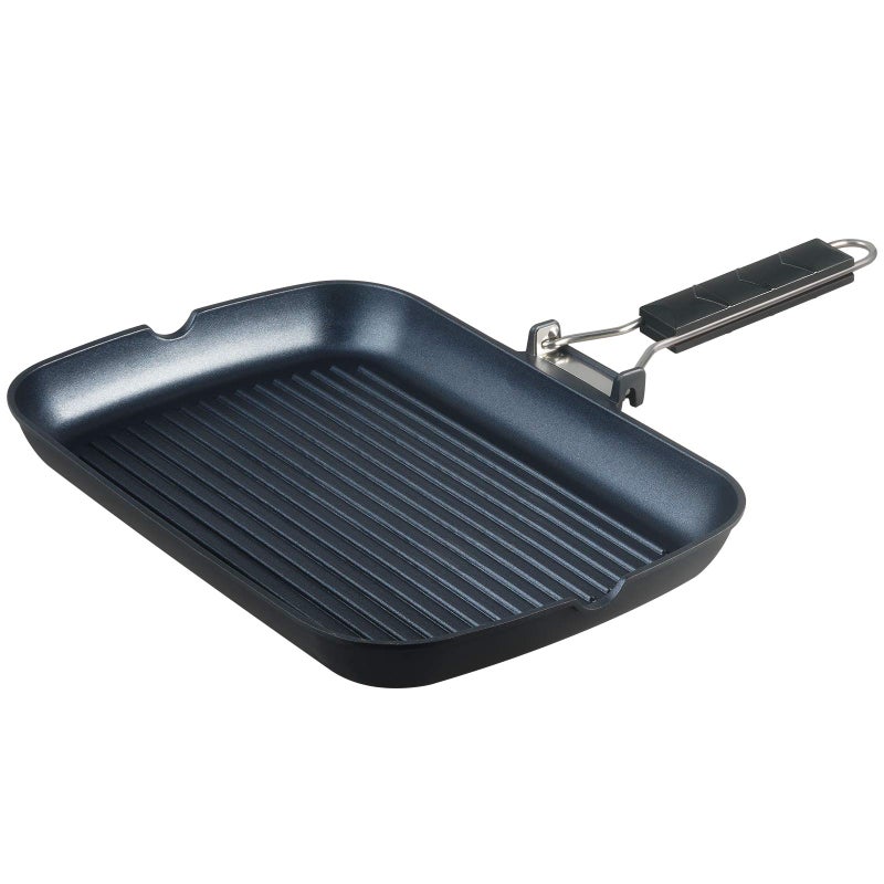 S·KITCHN SKITCHN Grill Pan with Folding Handle, Nonstick Indoor BBQ Grilling Pan - 13 9IN Size: 13 × 9IN - Image 1