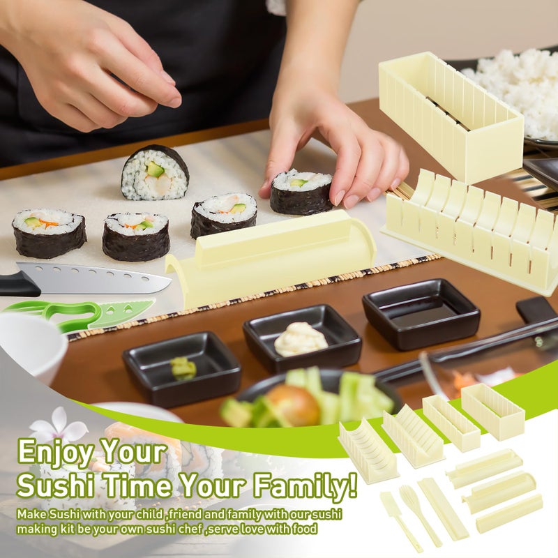 TIMDAM Sushi Making Kit, 12 Pcs Sushi Maker Kit, Sushi Molds Press with Sushi Rice Mold Shapes, Sushi Maker Roller Kit, Sushi Kit for Beginners, DIY Home Onigiri Mold Sushi Tool Kitchen Accessories - Image 3