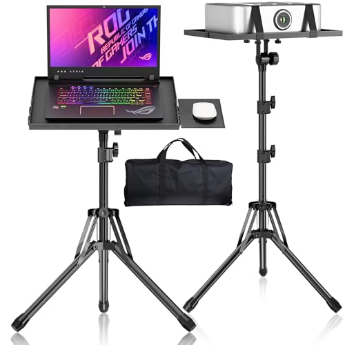GSOW Projector Stand, Adjustable Height 26 to 56 Inch Laptop Tripod, Laptop Stand with Mouse Tray, Foldable Tripod for Projector with Carry Bag, Portable Podium Stand for Office, Home, Stage, DJ - Image 1