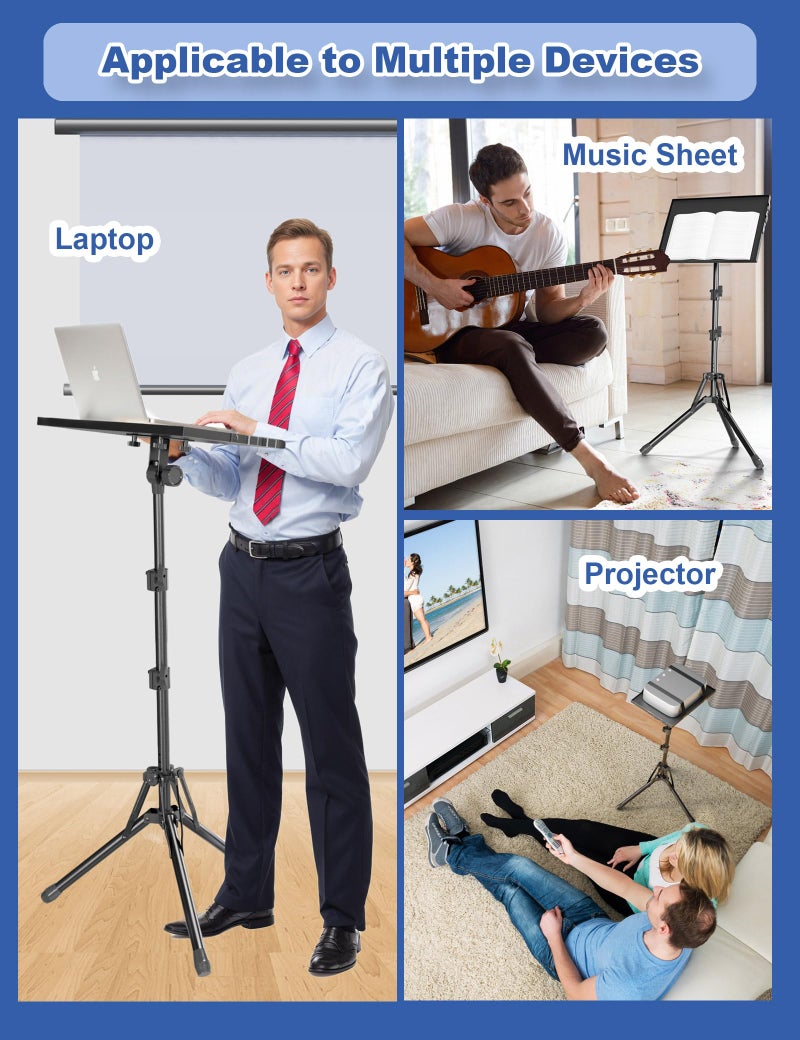 GSOW Projector Stand, Adjustable Height 26 to 56 Inch Laptop Tripod, Laptop Stand with Mouse Tray, Foldable Tripod for Projector with Carry Bag, Portable Podium Stand for Office, Home, Stage, DJ - Image 3